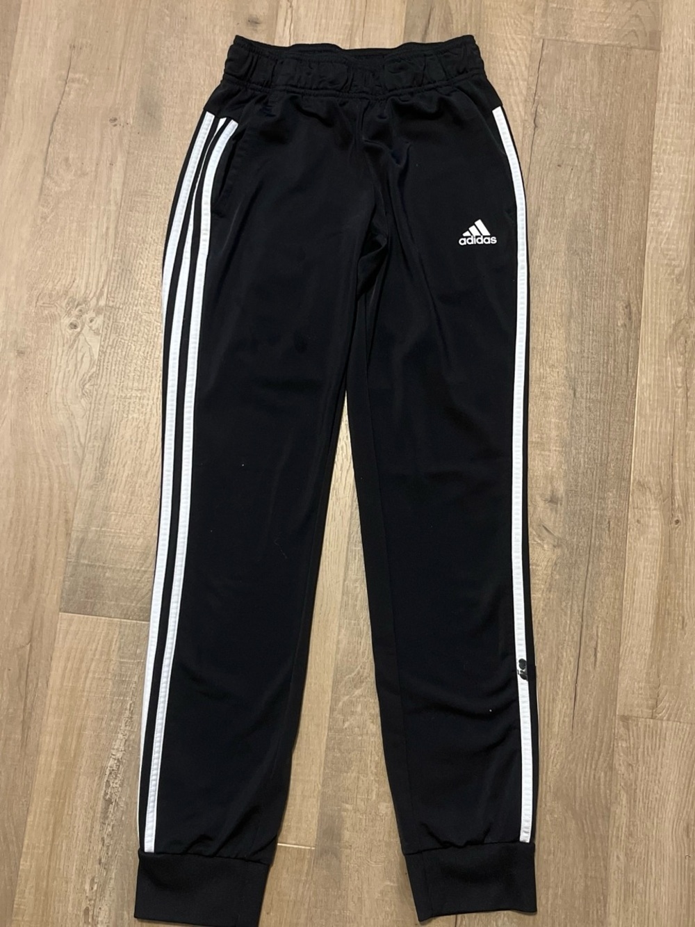adidas women’s Black Track Pants with White Stripe
